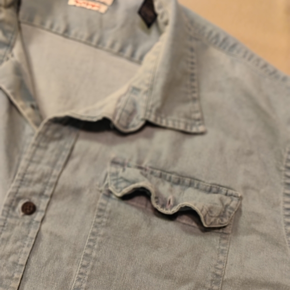 WRANGLER 'flex for comfort' men's 2XL  DENIM SHORT SLEEVE SHIRT - Picture 2 of 8